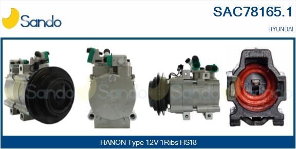 Kompresor klimatizácie SANDO SAC78165.1 SANDO SAC78165.1: Sprężarka klimatyzacji Hyundai TERRACAN 2004