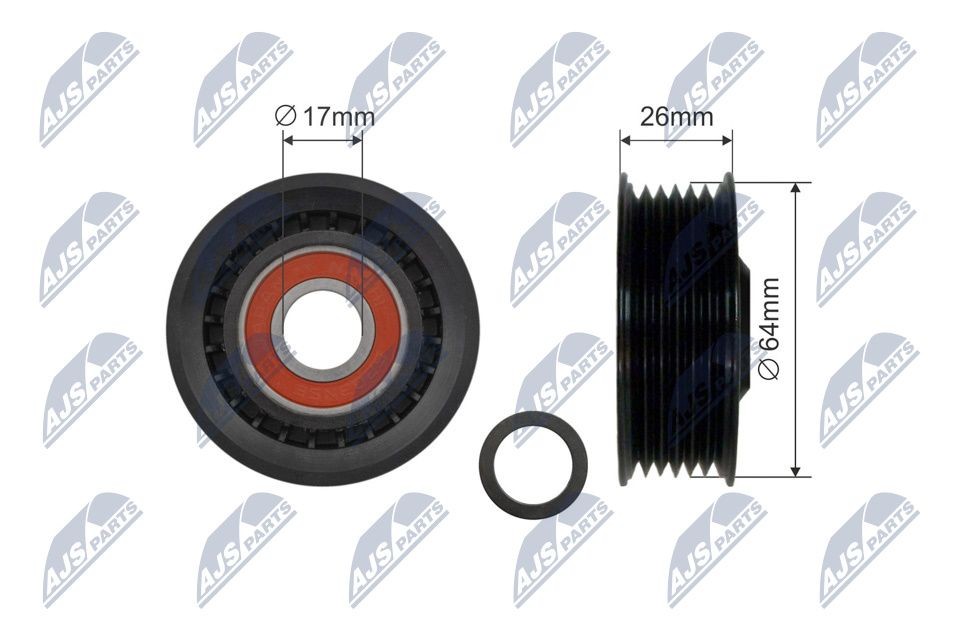NTY Deflection / Guide Pulley, v-belt RNK-AU-045 NTY RNK-AU-045 genuine Mercedes Sprinter 2t Minibus deflection / guide pulley, v-belt price