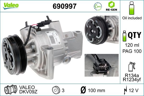 VALEO AC-kompressor 690997 Ac klimakompressor VALEO Nissan SKYLINE 690997