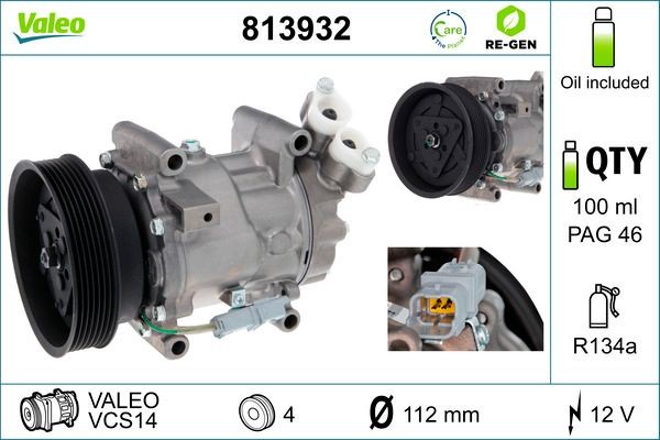 VALEO Compressor, ar condicionado 813932 Compressor de ar condicionado VALEO Dacia SANDERO 813932