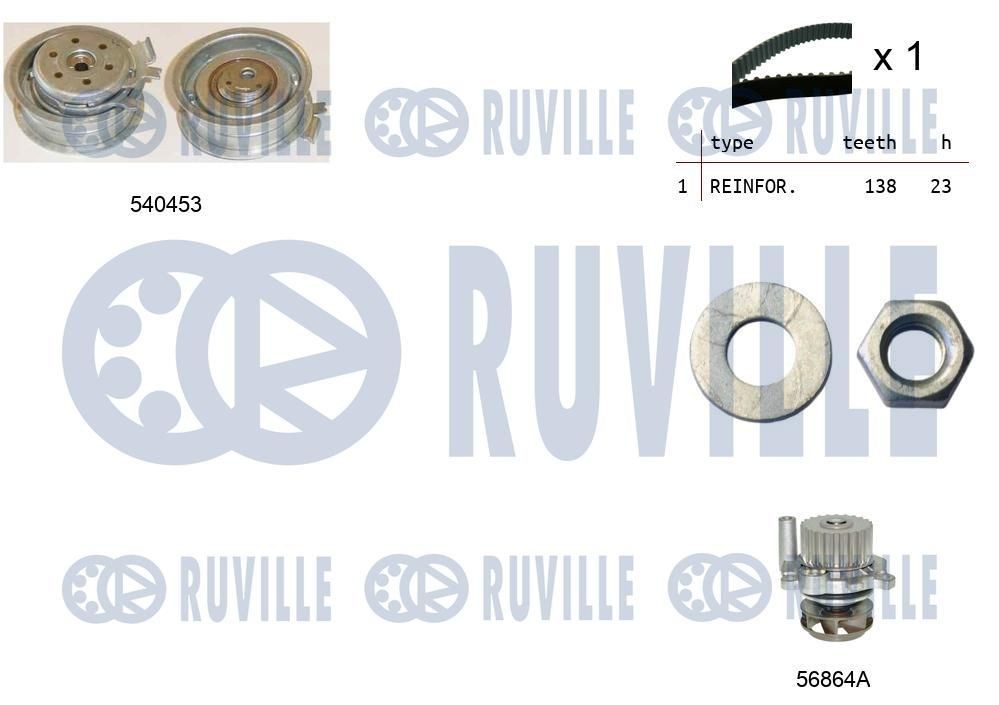 RUVILLE Kamremssats med vattenpump 5500132 5500132 RUVILLE vattenpumpar + kamremssats Škoda OCTAVIA
