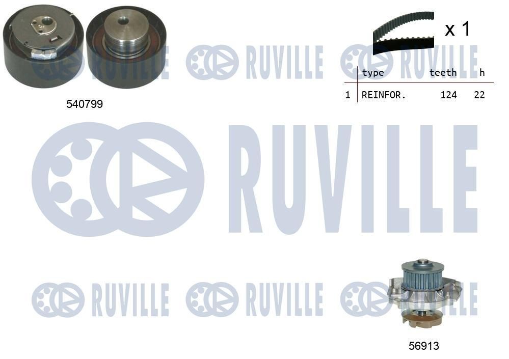 RUVILLE Kit cinghia distribuzione, pompa acqua 5500341 RUVILLE 5500341 Kit cinghie dentate Fiat BRAVA originali