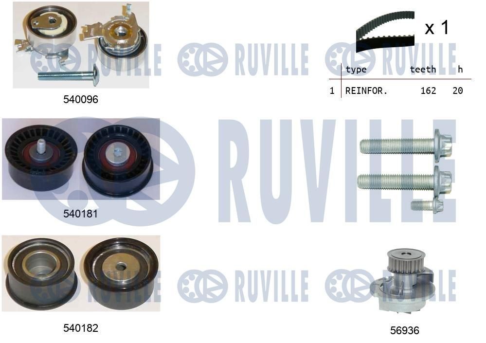 RUVILLE Distributieriem set + waterpomp 5500401 Distributieriem met waterpomp RUVILLE SIGNUM 5500401 goedkoop