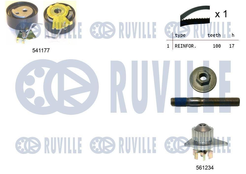 RUVILLE Distributieriem set + waterpomp 5500501 Peugeot 807 Distributieriem set RUVILLE 5500501