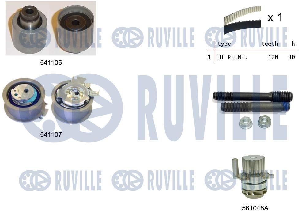 RUVILLE Kamremssats med vattenpump 5500611 5500611 RUVILLE kuggrem + vattenpump Škoda OCTAVIA