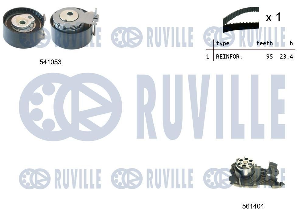 RUVILLE Σετ ιμάντα χρονισμού με αντλία νερού 5501191 5501191 Σετ ιμάντα χρονισμού με αντλία νερού NISSAN PRIMASTAR RUVILLE