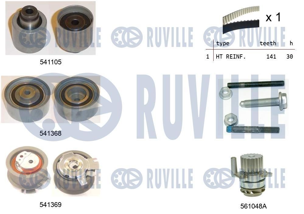 RUVILLE Distributieriem set + waterpomp 5501261 RUVILLE 5501261 Distributieriem set + waterpomp DODGE Avenger Sedan 2.7 186 Pk 2007