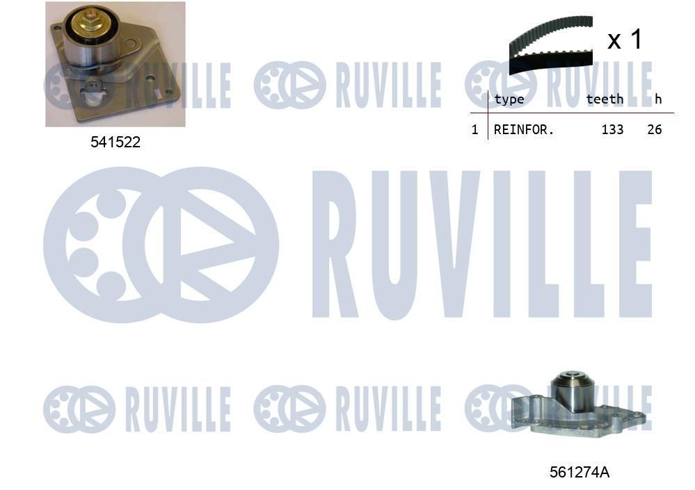 RUVILLE Bomba de água + kit de correia dentada 5501281 Bomba de água + jogo de correia de distribuição RUVILLE X-90 5501281 baratos