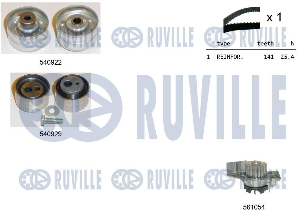 RUVILLE Kamremssats med vattenpump 5501341 5501341 RUVILLE Kamrem och vattenpump Citroën
