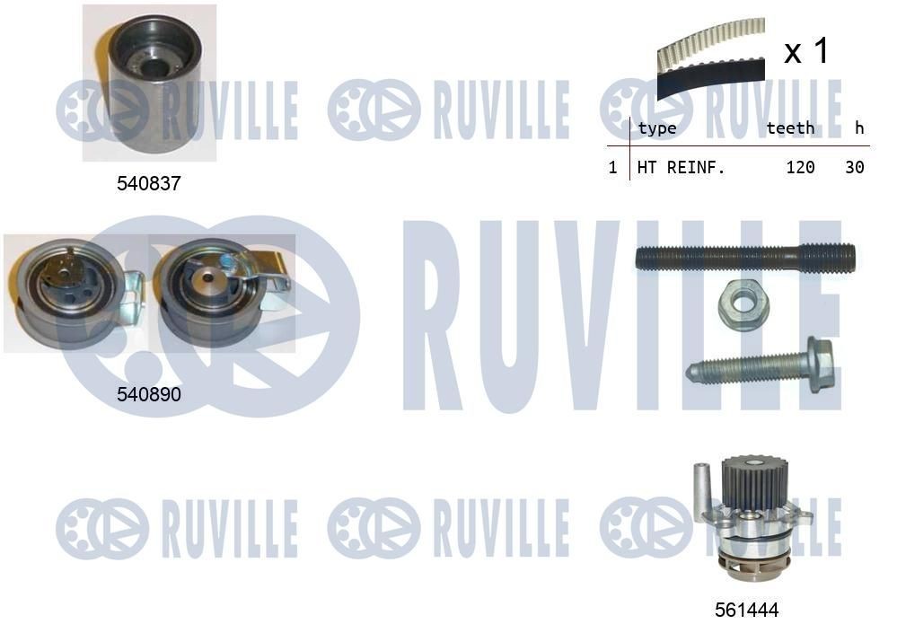 RUVILLE Registerreimsett med vannpumpe 5501371 Vannpumpe + registerreimsett RUVILLE OCTAVIA 5501371 billige