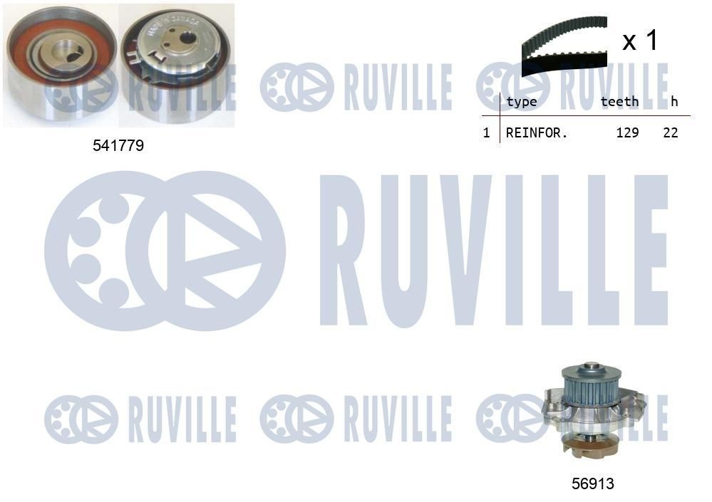 RUVILLE Registerreimsett med vannpumpe 5502641 Vannpumpe + registerreimsett RUVILLE Fiat BRAVA 5502641