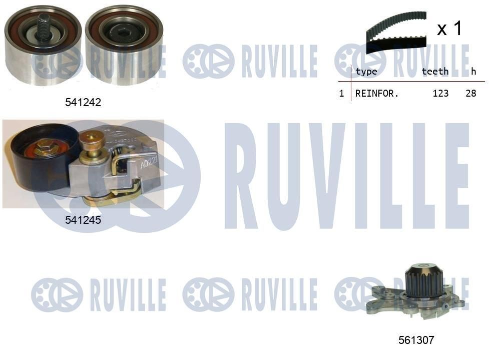 RUVILLE Registerreimsett med vannpumpe 5502751 5502751 Vannpumpe + registerreimsett KIA EV6 RUVILLE