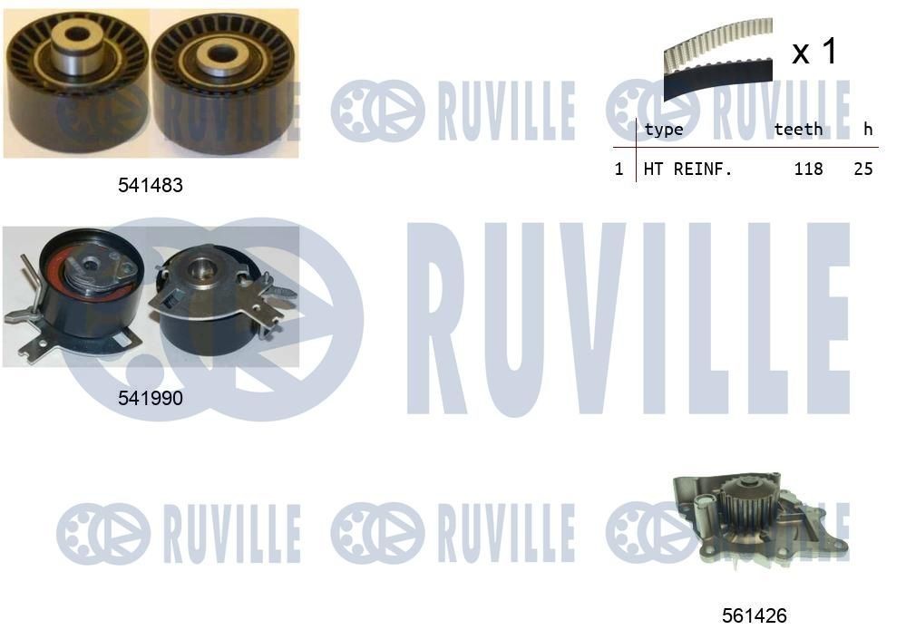 RUVILLE Ūdenssūknis + Zobsiksnas komplekts 5502801 Ūdens sūkņi + zobsiksnas komplekts RUVILLE QUBO 5502801 lēti