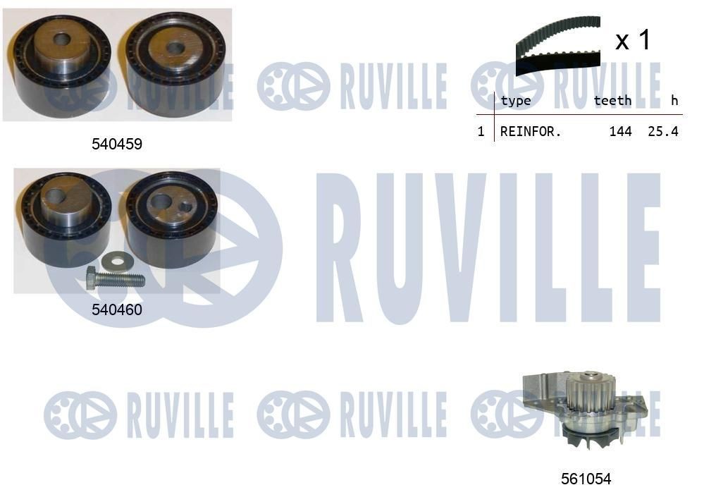 RUVILLE Vodné čerpadlo + sada ozubeného remeňa 5502941 Rozvodová sada LANCIA RUVILLE 5502941