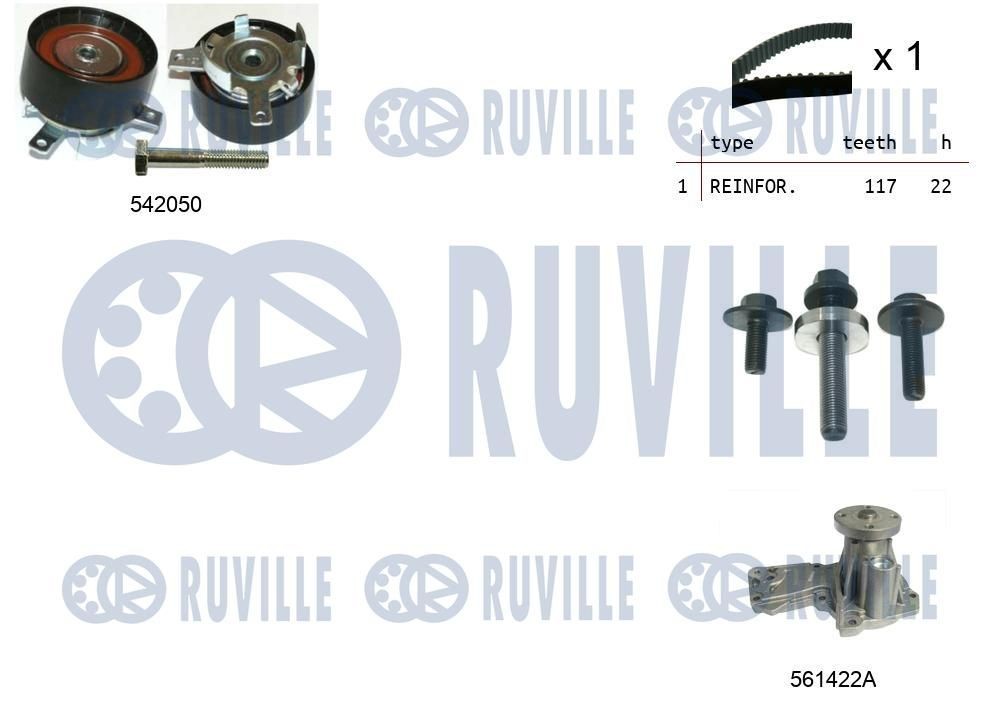RUVILLE Kamremssats med vattenpump 5503041 5503041 RUVILLE vattenpump + kuggremssats FORD KUGA
