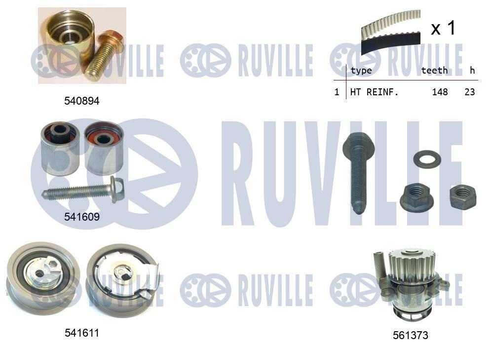 RUVILLE Kit de distribution + pompe à eau 5503191 Courroie de distribution et pompe à eau RUVILLE PASSAT 5503191 pas cher