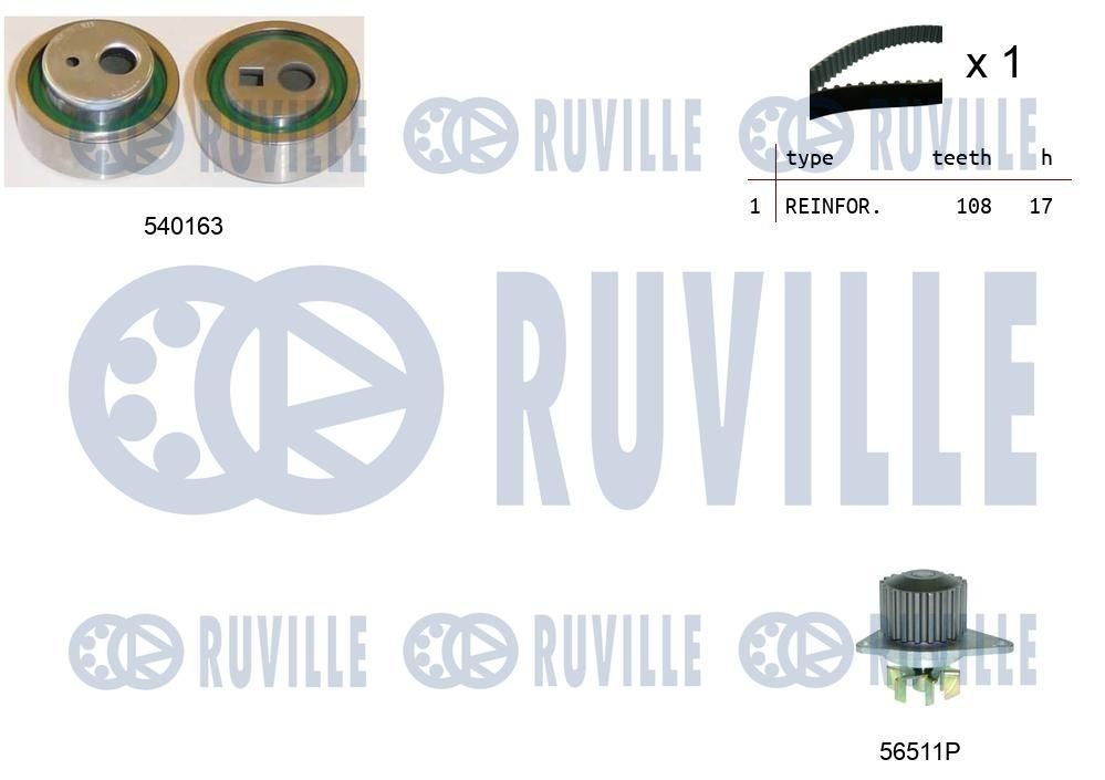 RUVILLE Ūdenssūknis + Zobsiksnas komplekts 5503281 Ūdens sūkņi + zobsiksnas komplekts RUVILLE Citroën EVASION 5503281