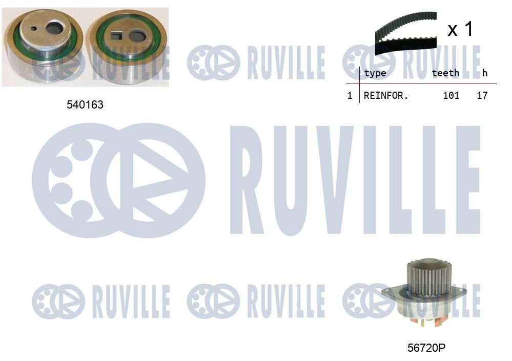 RUVILLE Vesipumppu + jakohihnasarja 5503301 5503301 RUVILLE Vesipumppu + jakohihnasarja Citroën ZX hinta