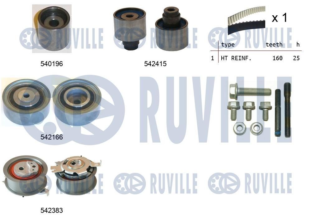 RUVILLE Distributieriem set 550335 RUVILLE 550335 Distributieriem set VOLKSWAGEN Touran I (1T3) 1.4 TSI EcoFuel 150 Pk 2012