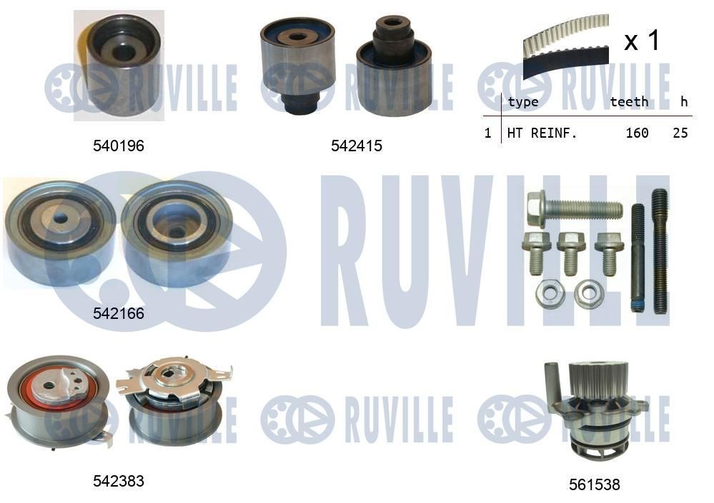 RUVILLE Kamremssats med vattenpump 5503351 5503351 RUVILLE kamrem med vattenpump SKODA OCTAVIA