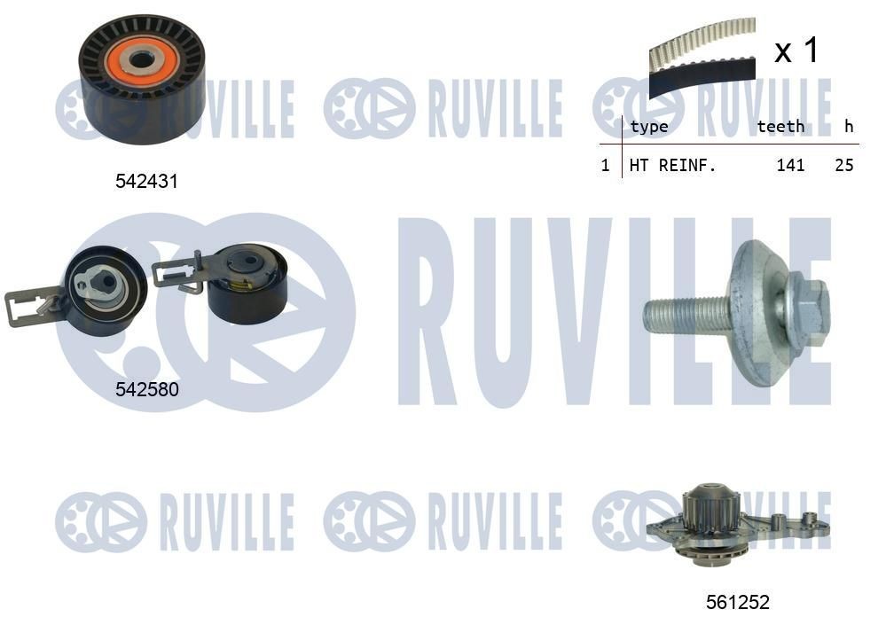 RUVILLE Vesipumppu + jakohihnasarja 5503691 5503691 RUVILLE Jakohihnasarja CITROЁN C8