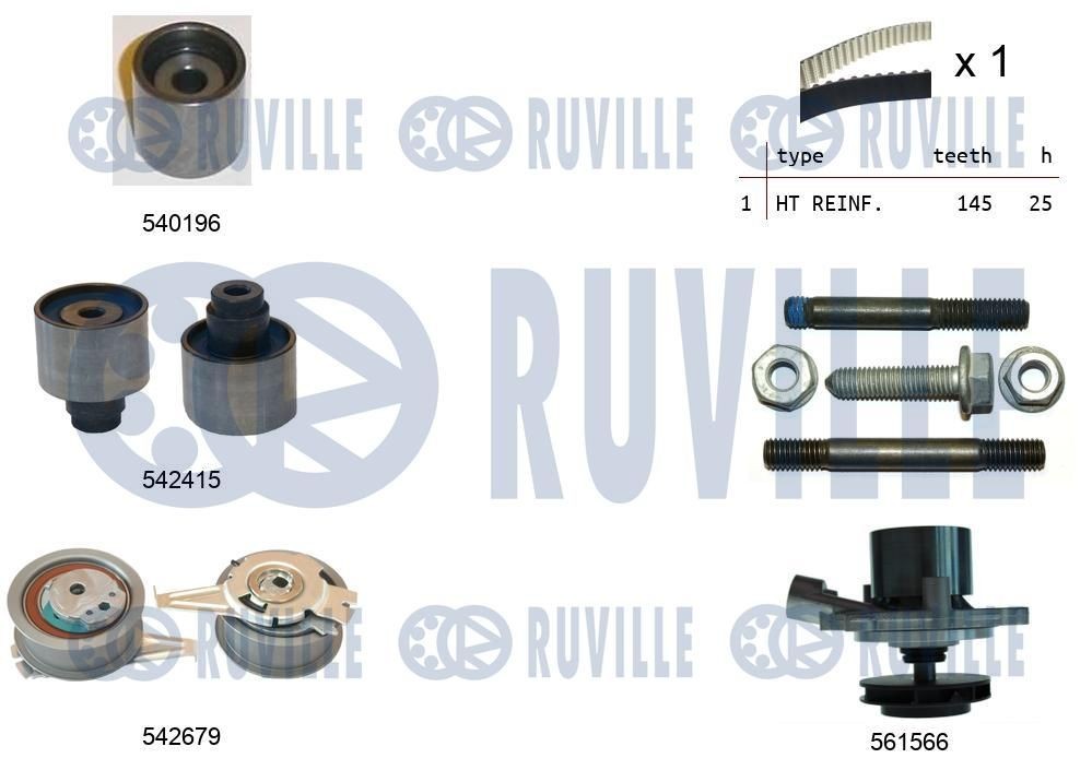 RUVILLE Kamremssats med vattenpump 5503761 5503761 RUVILLE vattenpump + kuggremssats LEXUS IS