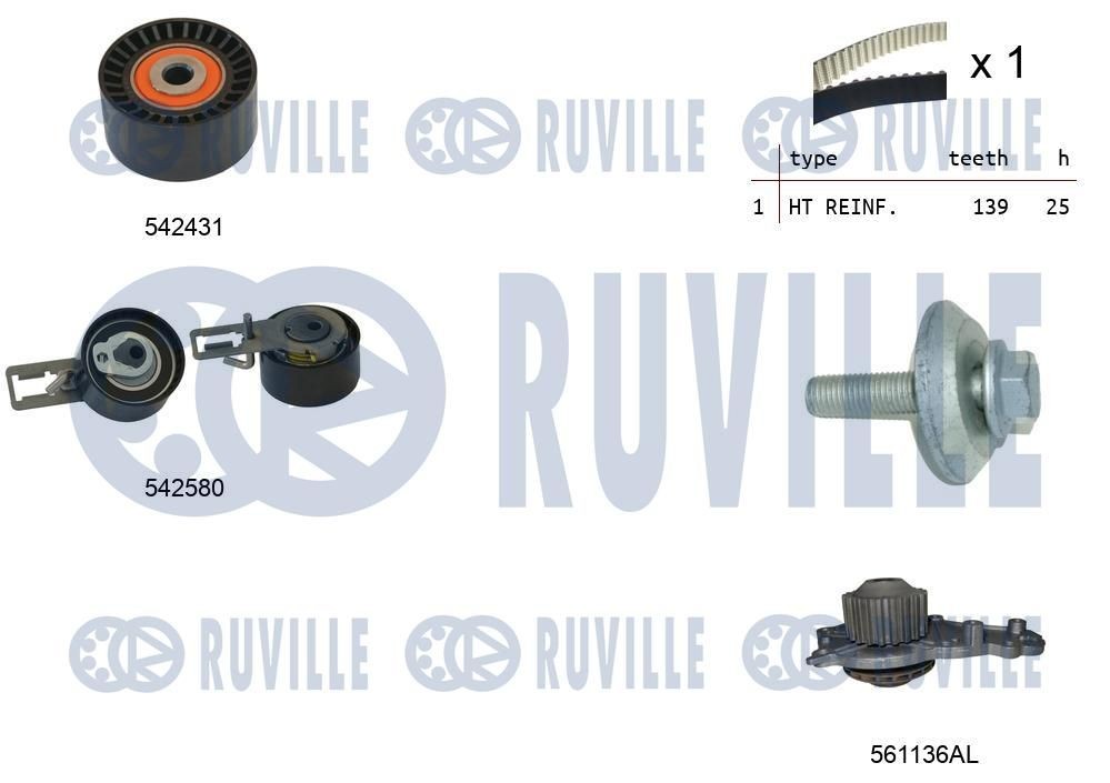 RUVILLE Kit cinghia distribuzione, pompa acqua 5503861 5503861 costo Kit cinghia di distribuzione RUVILLE PEUGEOT 205