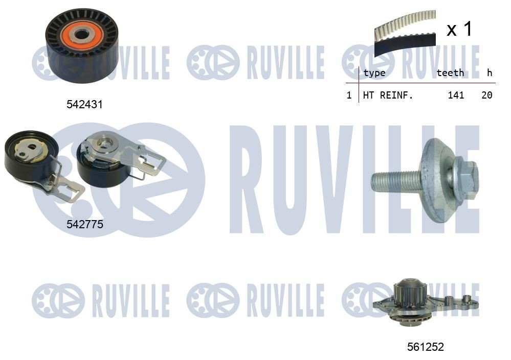 RUVILLE Wasserpumpe + Zahnriemensatz 5503951 5503951 Zahnriemen und Wasserpumpe MERCEDES-BENZ B-Klasse RUVILLE kaufen