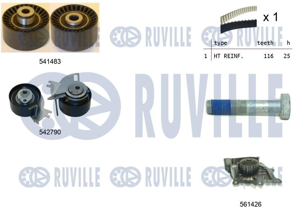RUVILLE Kamremssats med vattenpump 5504271 5504271 RUVILLE vattenpump + kuggremssats HYUNDAI TUCSON