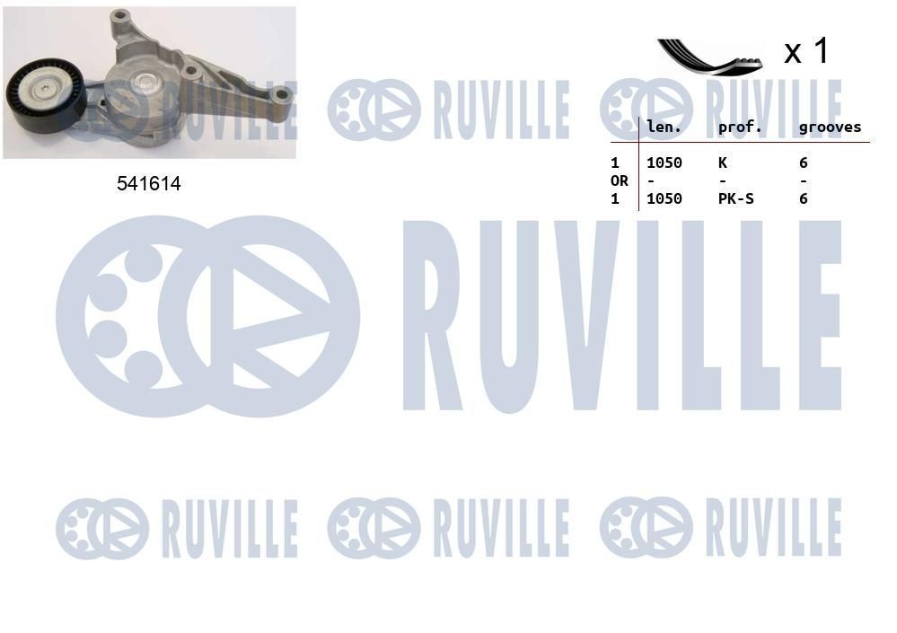RUVILLE Kit Cinghie Poly-V 570094 570094 costo Cinghia servizi RUVILLE FORD TRANSIT