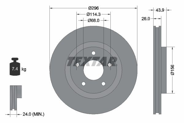 TEXTAR Remschijf 92167405 Nissan PULSAR Remschijven set TEXTAR 92167405