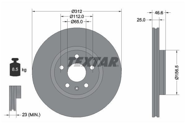 TEXTAR Brake disc 92343203 MG MGB TEXTAR performance brake discs 92343203