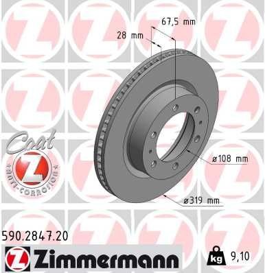 ZIMMERMANN Remschijf 590.2847.20 590.2847.20 Sportremschijven ZIMMERMANN TOYOTA COROLLA