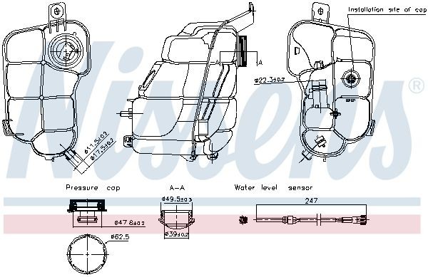 Vase d'expansion, liquide de refroidissement NISSENS 996318 NISSENS 996318: Bocal liquide de refroidissement Volvo XC70 2006