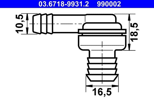 ATE Connection Piece, vacuum hose 03.6718-9931.2 Jeep JK Vacuum servo 03.6718-9931.2 ATE
