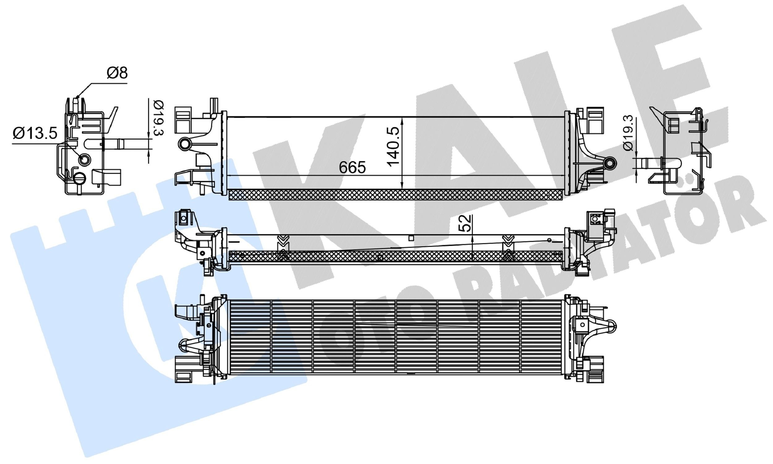 KALE OTO RADYATOR Lavtemperaturkøler, intercooler 350805 350805 Intercooler FORD TRANSIT CUSTOM KALE OTO RADYATOR