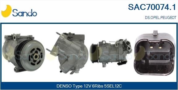 SANDO Kondicioniera kompresors SAC70074.1 SAC70074.1 SANDO Kondicioniera kompresors Peugeot lēti