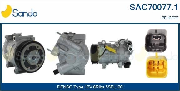 SANDO Kondicioniera kompresors SAC70077.1 SAC70077.1 SANDO Kondicioniera kompresors Peugeot lēti