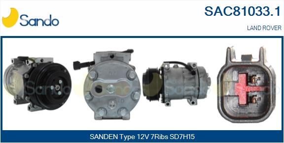SANDO AC-kompressor SAC81033.1 SANDO SAC81033.1 Luftkondisjonering LAND ROVER Defender SUV (L316) 2002
