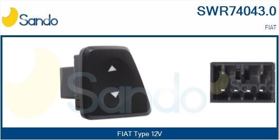 Slēdzis, Stikla pacēlājmehānisms SANDO SWR74043.0 SANDO SWR74043.0: Stikla pacēlāja slēdzis Fiat 500 2008
