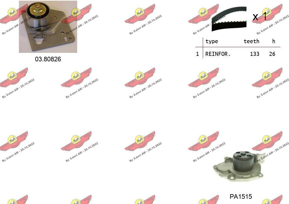 AUTOKIT Kamremssats med vattenpump 04.5120PA2 NISSAN kuggremssats AUTOKIT 04.5120PA2