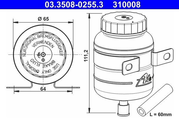ATE Remvloeistofreservoir 03.3508-0255.3 Toyota C-HR Remolie reservoir ATE 03.3508-0255.3
