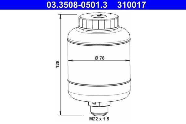 ATE Expansion Tank, brake fluid 03.3508-0501.3 ATE 03.3508-0501.3 genuine Ford FUSION brake fluid tank price