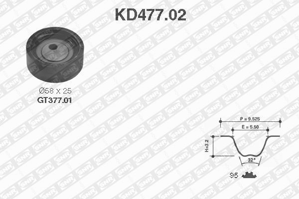 SNR Zobsiksnas komplekts KD477.02 Zobsiksna SNR SUZUKI KD477.02
