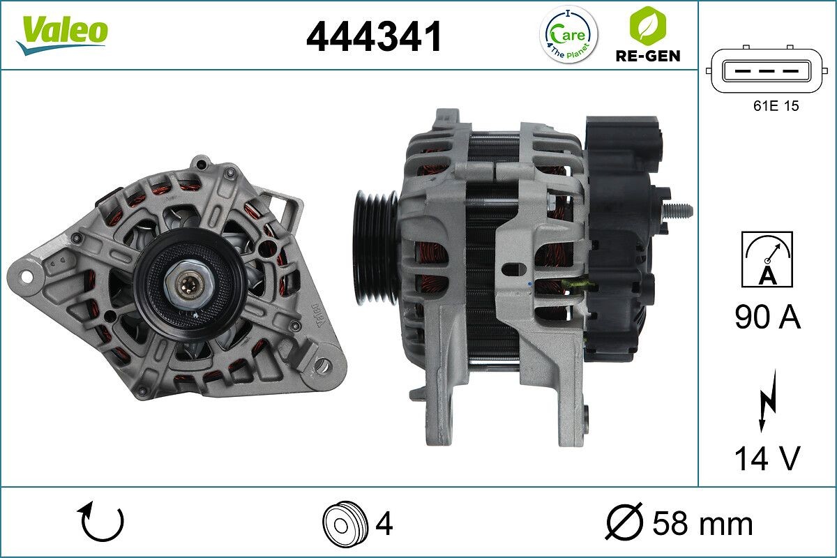 VALEO Alternátor 444341 Alternátor VALEO Hyundai H-1 Skrinka 444341