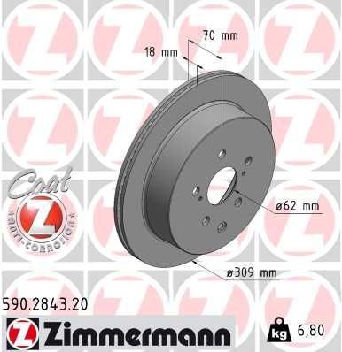 ZIMMERMANN Disco freno 590.2843.20 ZIMMERMANN 590.2843.20 Dischi freno sportivi Lexus RX AL10 prezzo