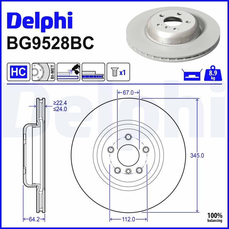 Δισκόπλακα DELPHI BG9528BC DELPHI BG9528BC Δισκόφρενα BMW Σειρά 7 2025