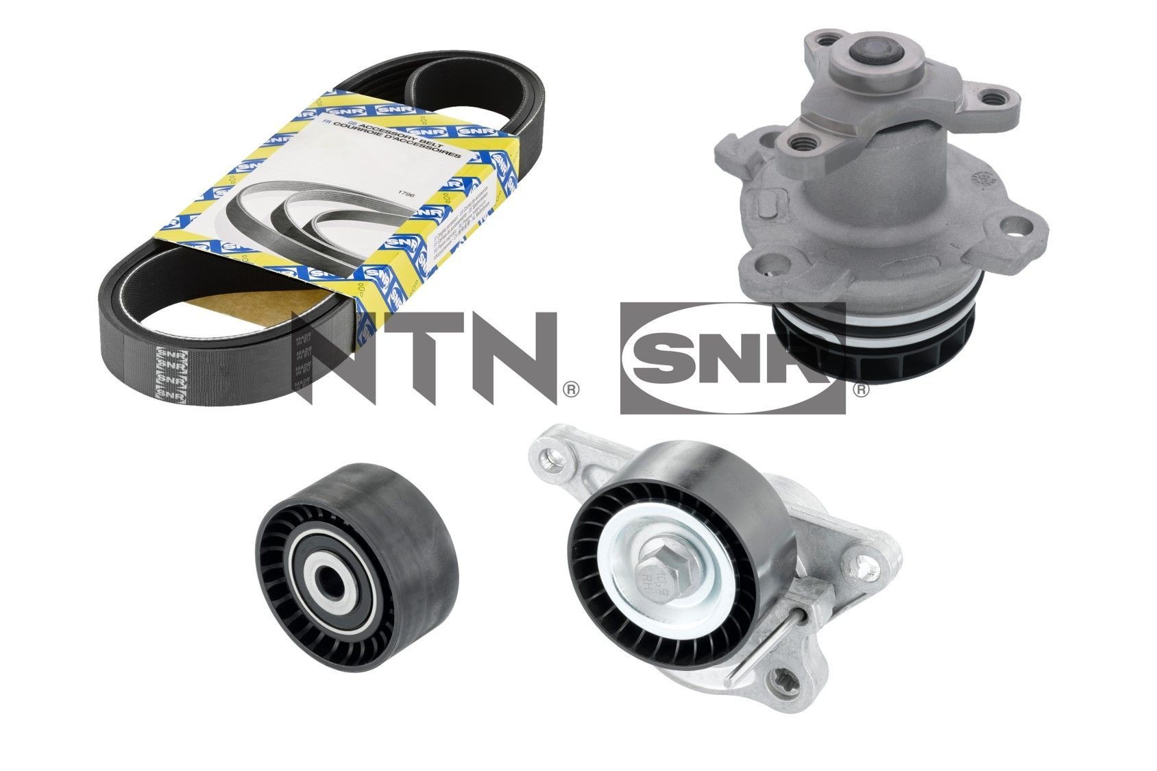 SNR Pompe à eau+Jeu de courroie trapézoïdale à nervures KAP855.180 Kit de courroie d'accessoire DODGE SNR KAP855.180