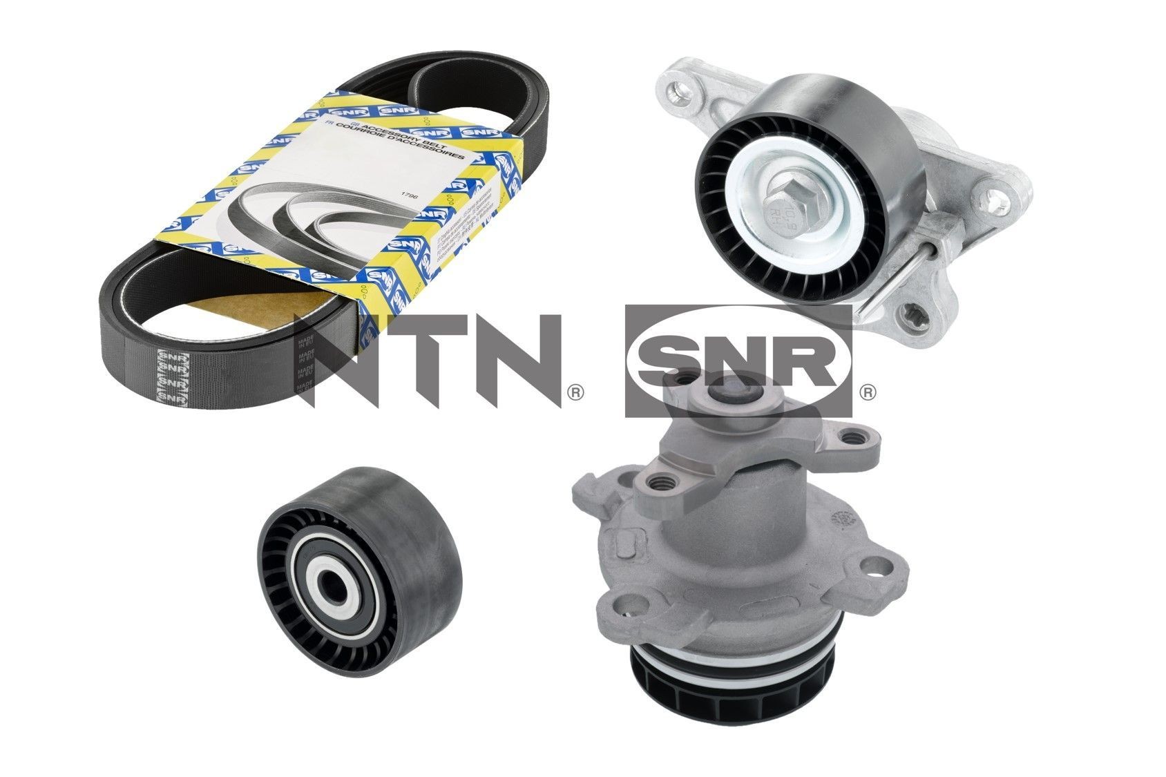 SNR Αντλία νερού + σετ ιμάντων poly-V KAP855.240 Ιμάντας poly-V Nissan T31 KAP855.240 SNR