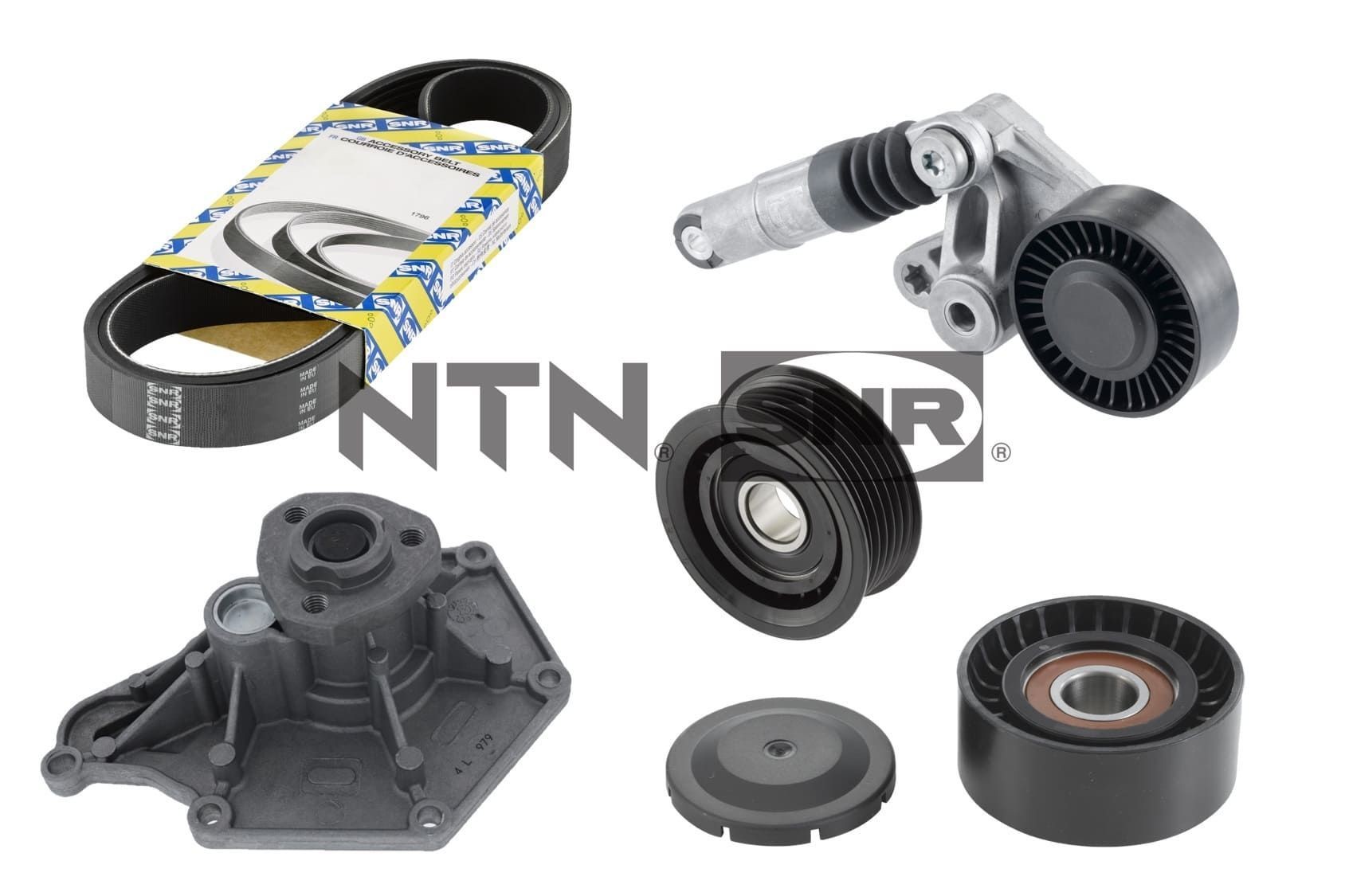 SNR Pompe à eau+Jeu de courroie trapézoïdale à nervures KAP857.510 Audi A1 Kit complet de courroies d'accessoire SNR KAP857.510